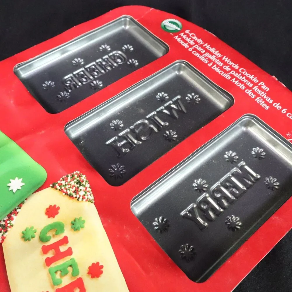 Wilton Cookie Bars Pan Set of 2 pans NEW 6 sections each Holiday Word